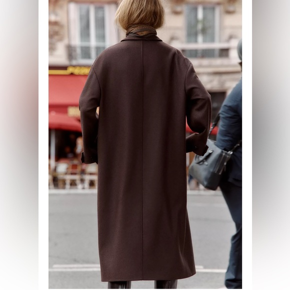 Zara Chocolate Brown Trench Coat NWT - Picture 12 of 16